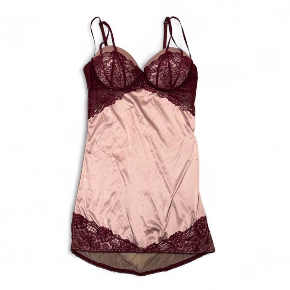Frederick's of Hollywood Satin Lace Chemise Women’s XL Sexy Lingerie Valentines